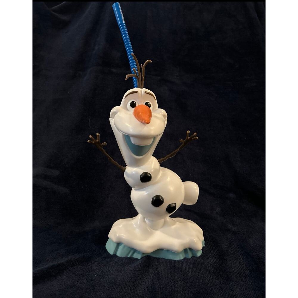 DISNEY PARKS FROZEN OLAF SNOWMAN TUMBLER W/ STRAW 2018 EXCLUSIVE